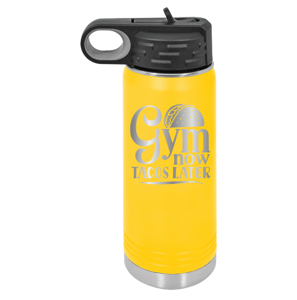 Gym Now, Tacos Later - 20oz Polar Camel Tumbler - Sip in Style! - Yellow image