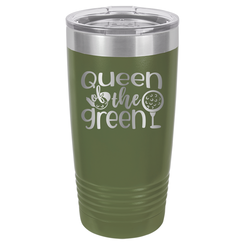 Queen of the Green - Golf - 20oz Polar Camel Tumbler - Olive Green image