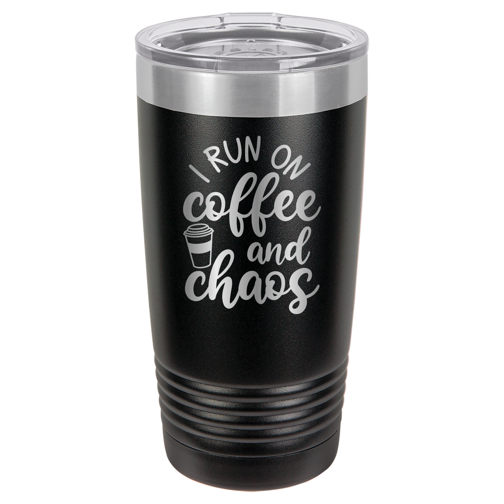 I Run on Coffee and Chaos - 20oz Polar Camel Tumbler image 1