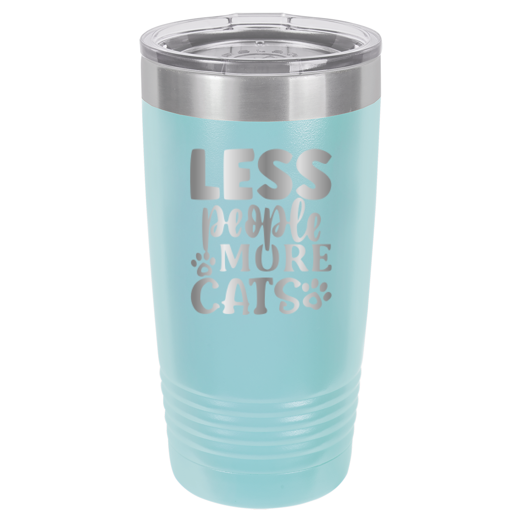 Less People More Cats - 20oz Polar Camel Tumbler - Light Blue image