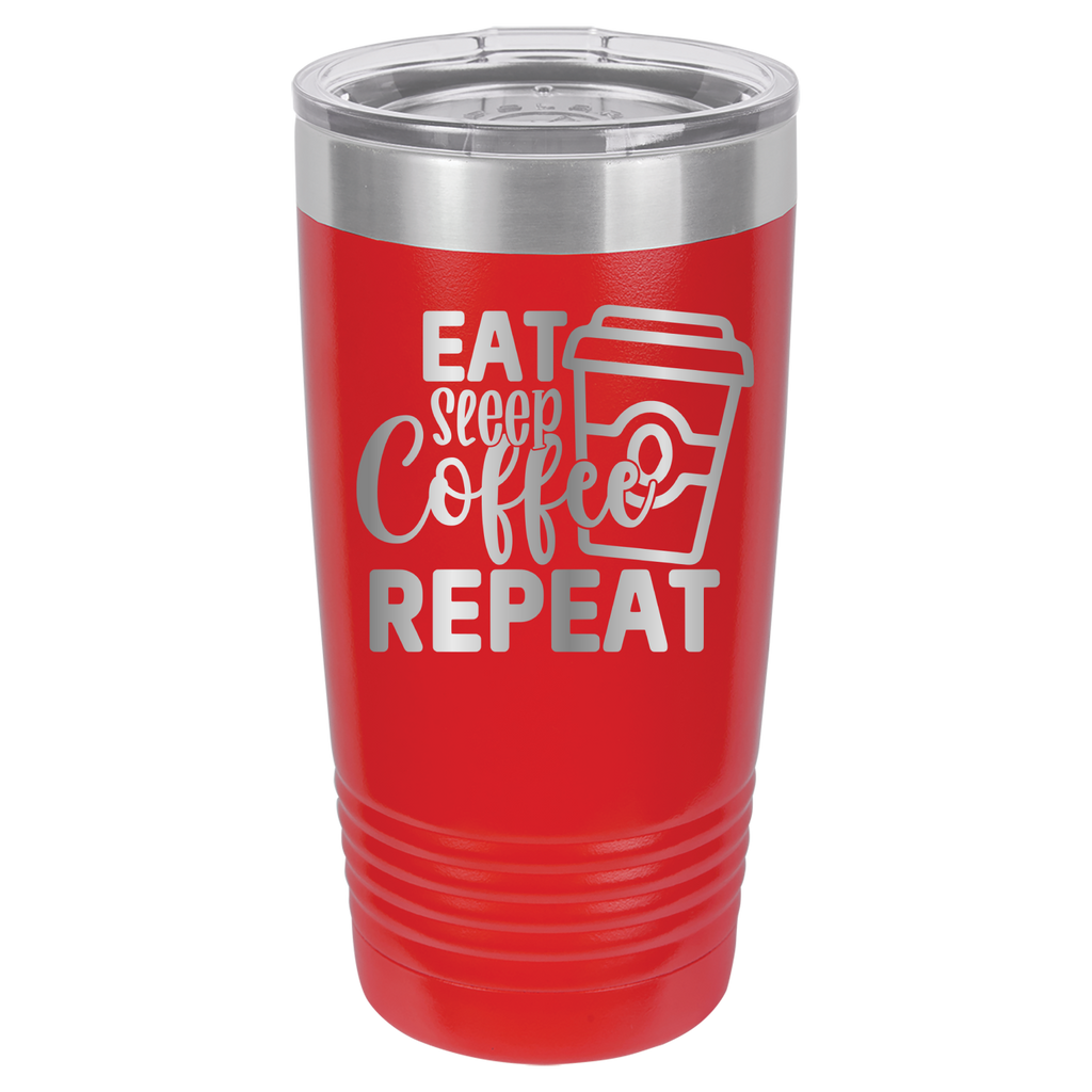 Eat, Sleep, Coffee, Repeat - 20oz Polar Camel Tumbler - For Coffee Lovers! - Red image