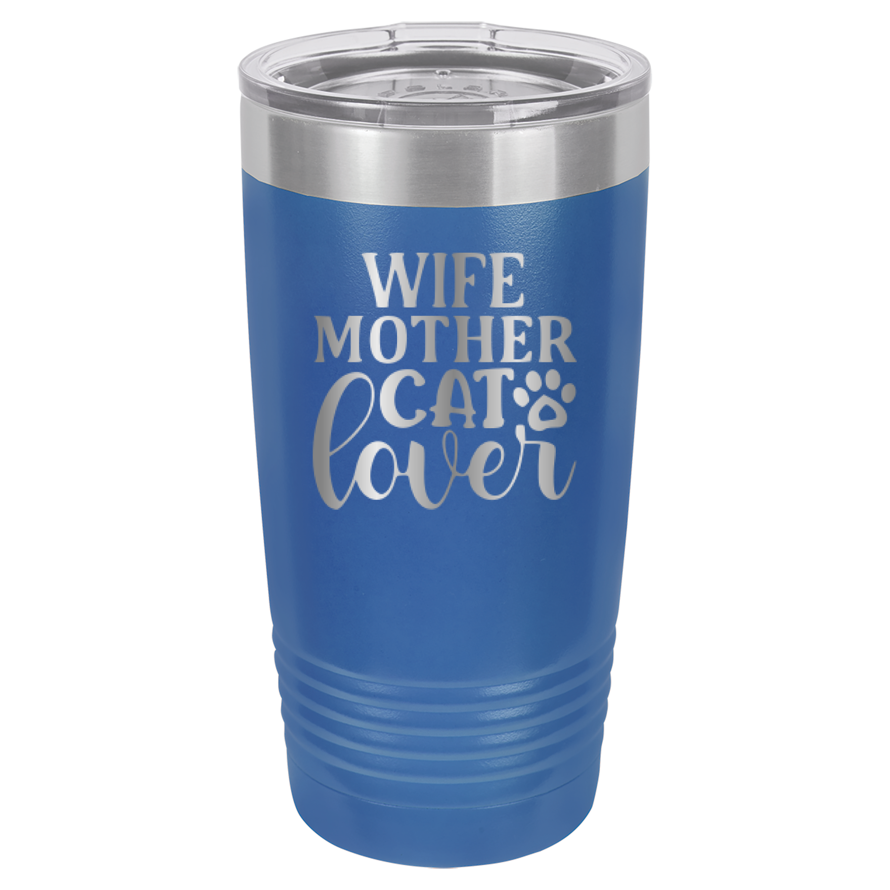 Wife, Mother, Cat Lover - 20oz Polar Camel Tumbler - Royal Blue image