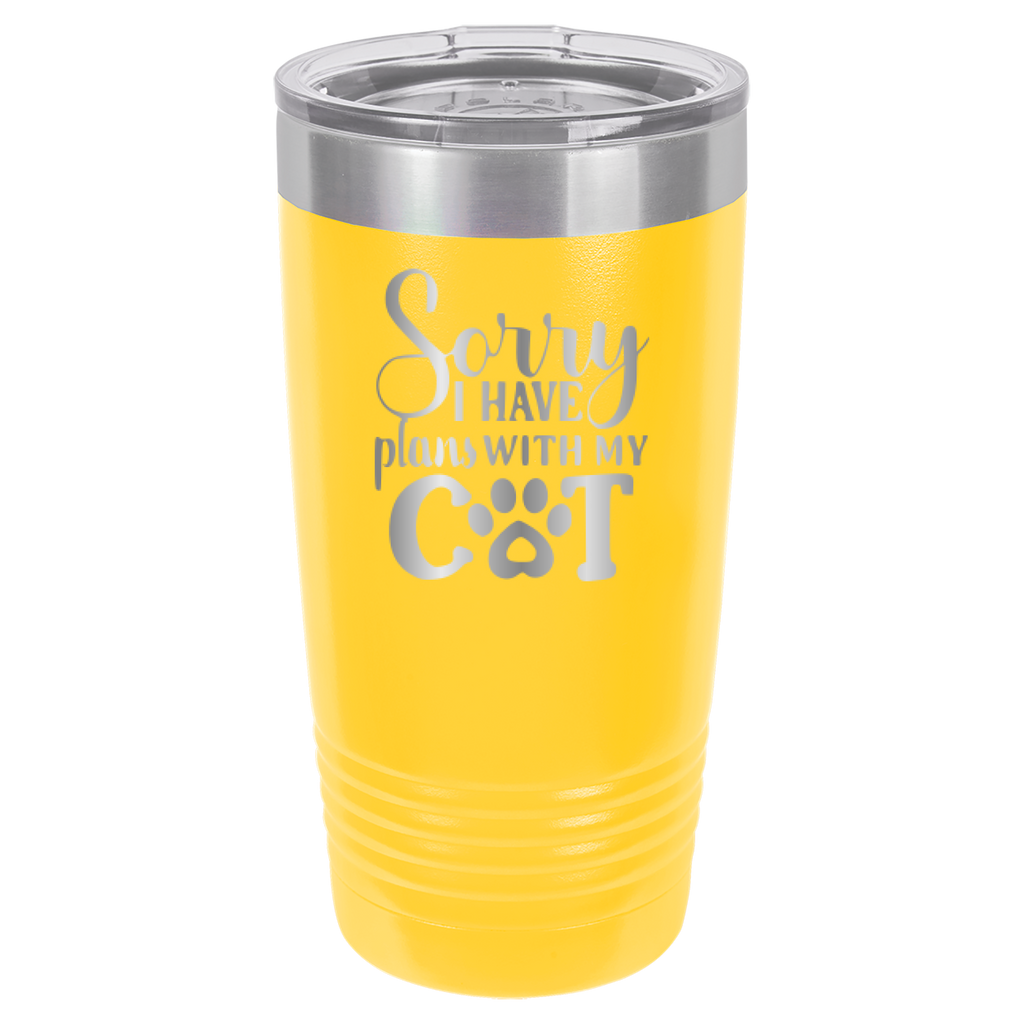 Sorry I Have Plans With My Cat - 20oz Polar Camel Tumbler - Yellow image