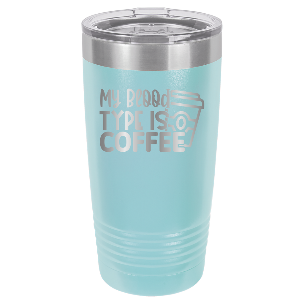My Blood Type Is Coffee - 20oz Polar Camel Tumbler - Light Blue image
