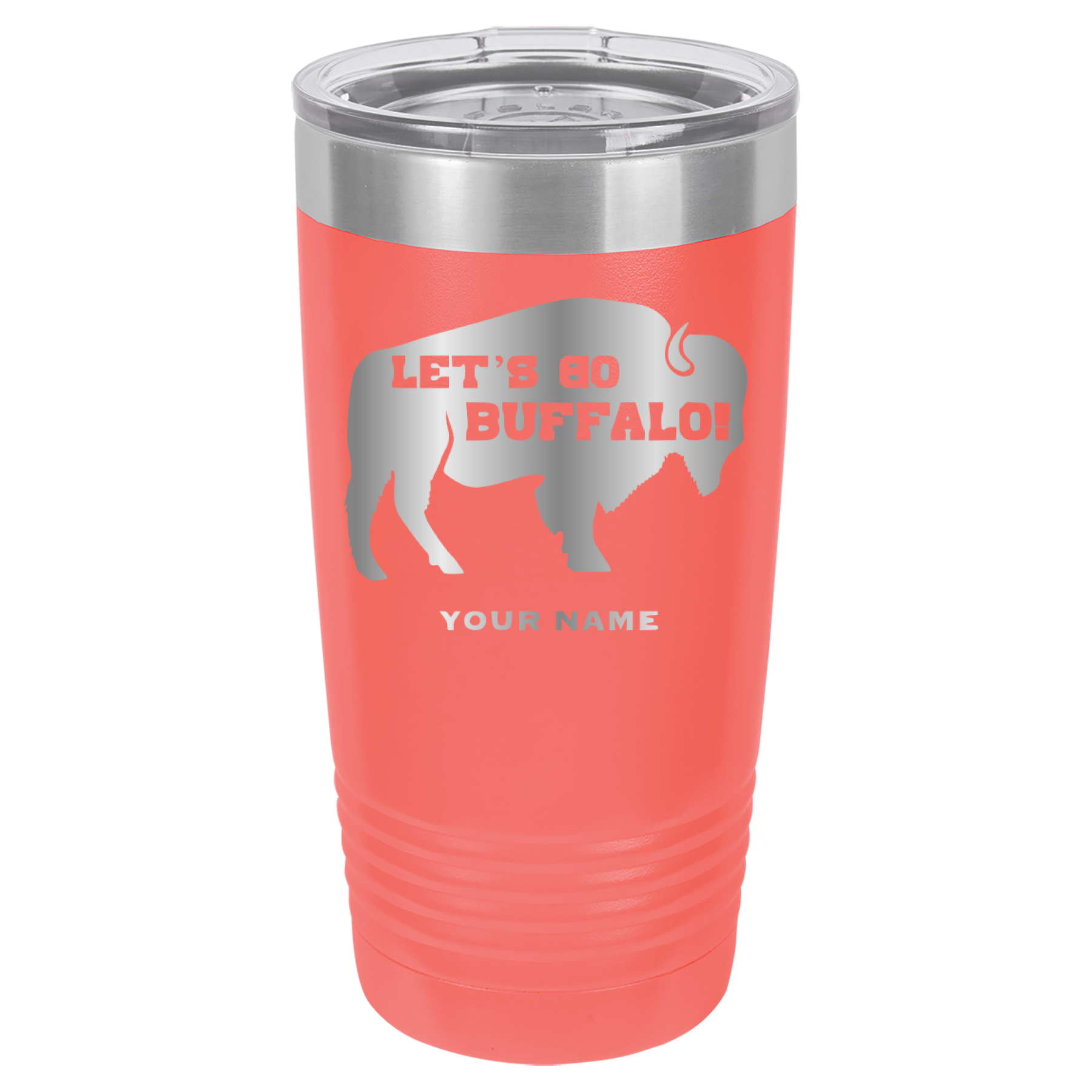 Let's Go Buffalo - 20oz Polar Camel Tumbler - Personalization Available - Buffalo Bills - Coral image