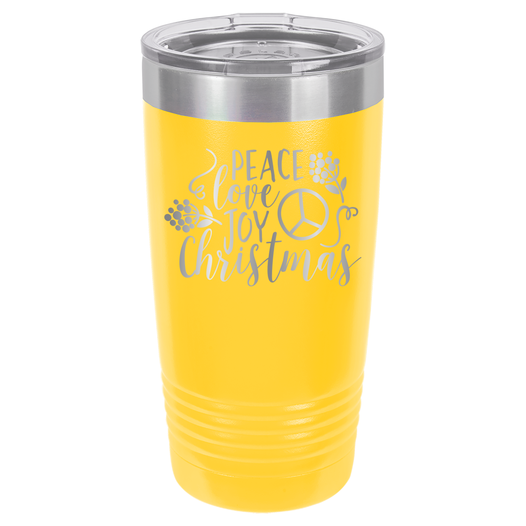 Peace Love Joy - Christmas - 20oz Polar Camel Tumbler - Yellow image