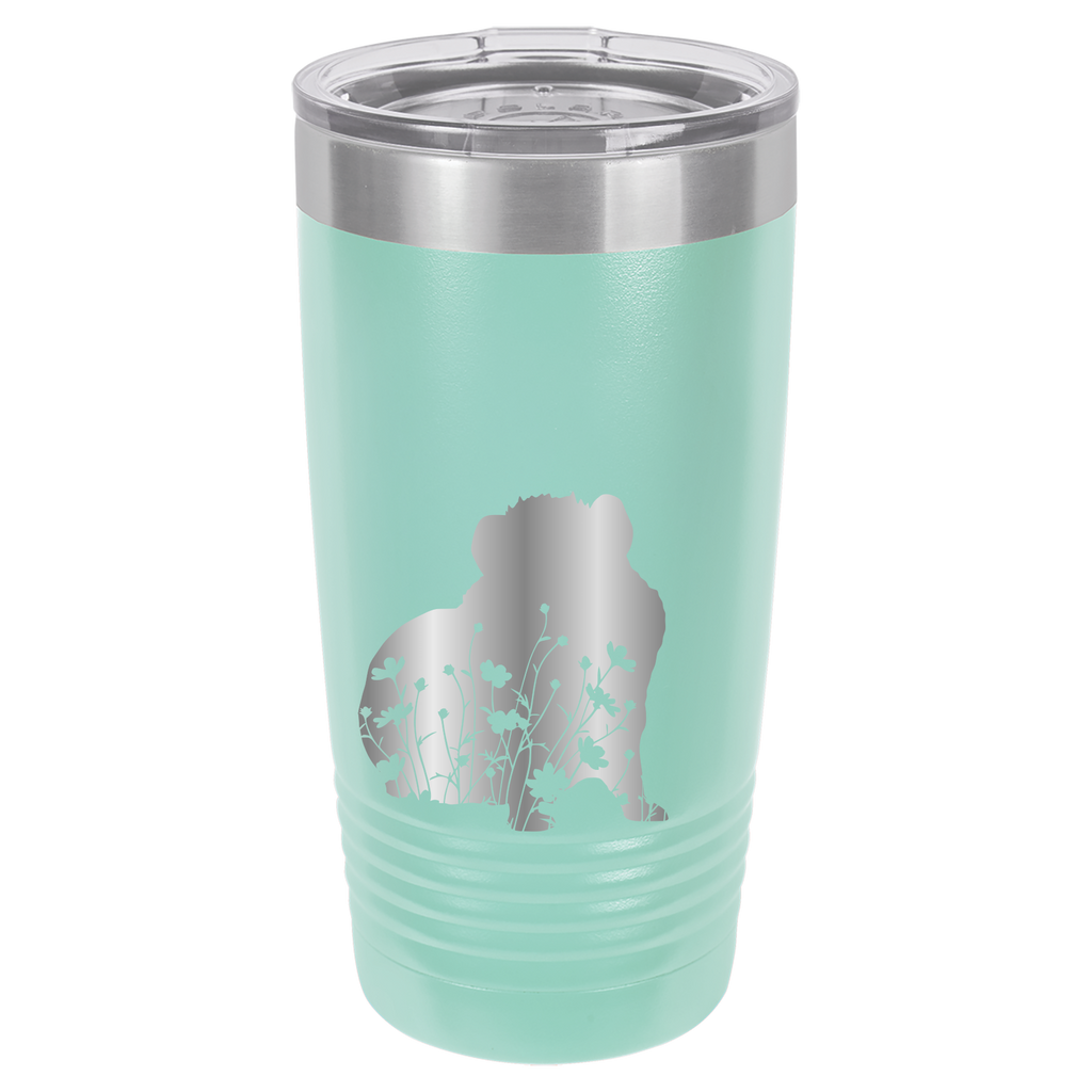 Floral Guinea Pig Design - 20oz Polar Camel Tumbler - Teal image