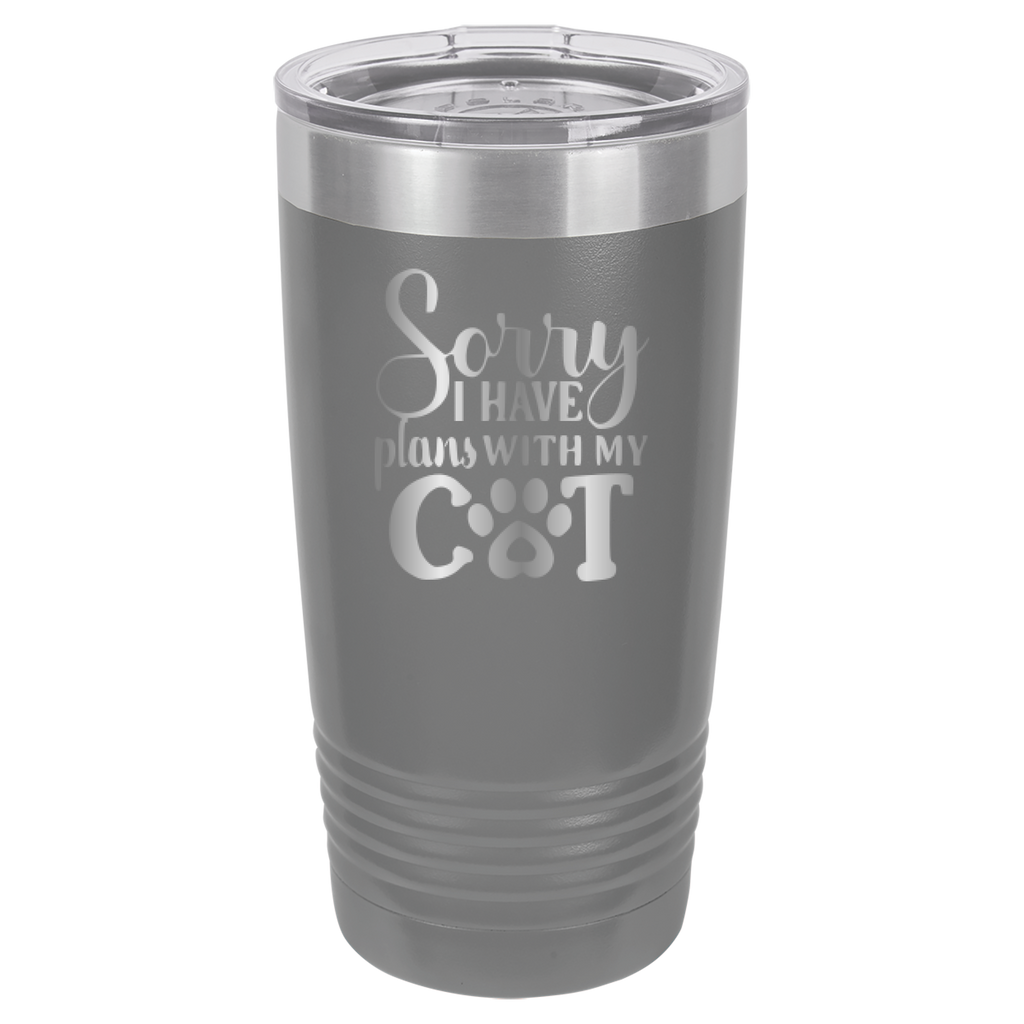 Sorry I Have Plans With My Cat - 20oz Polar Camel Tumbler - Gray image