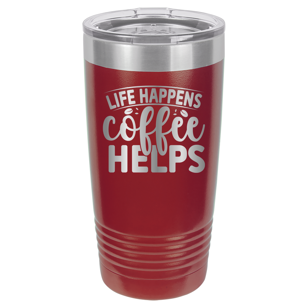 Life Happens Coffee Helps - 20oz Polar Camel Tumbler - Maroon image