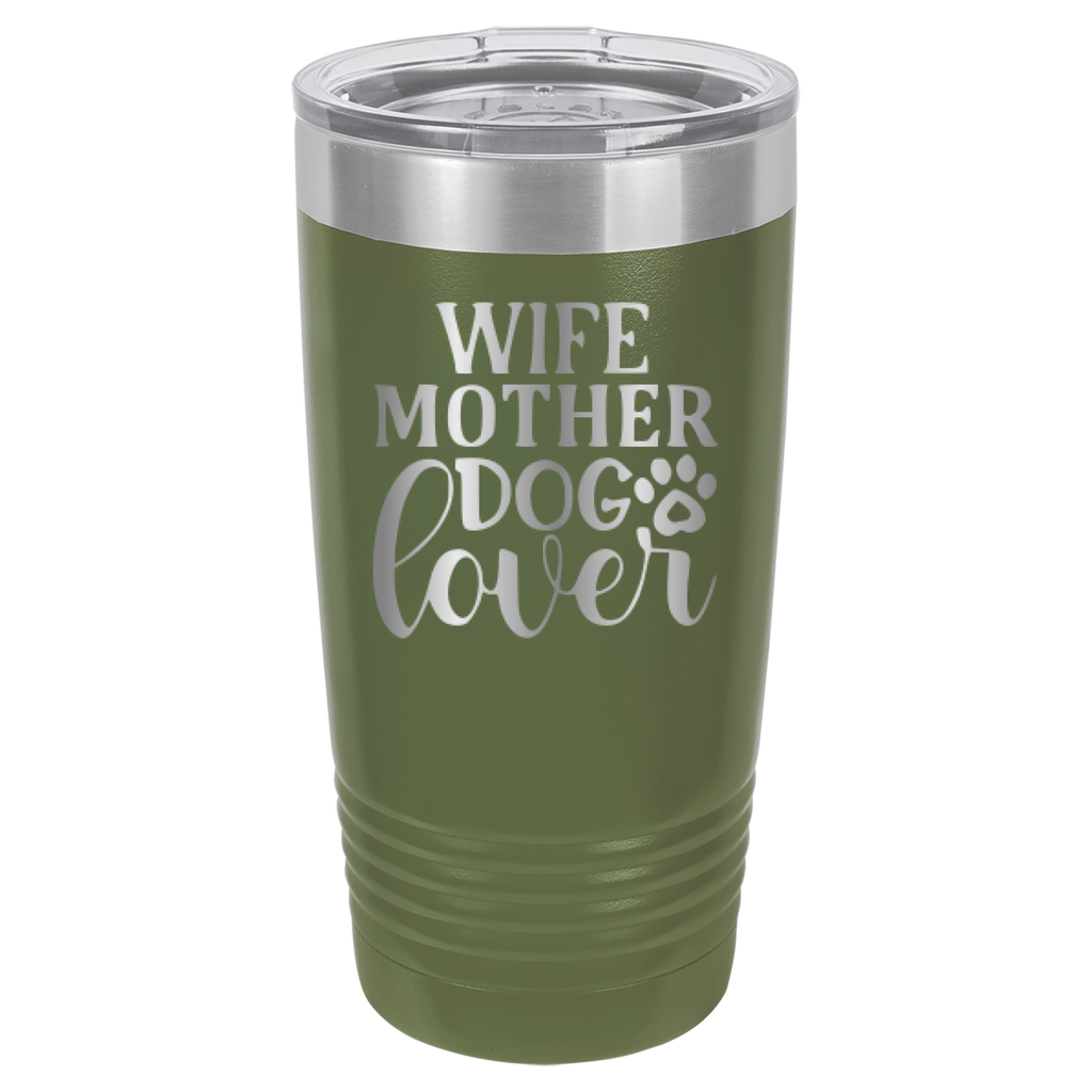Wife, Mother, Dog Lover - 20oz Polar Camel Tumbler - Olive Green image