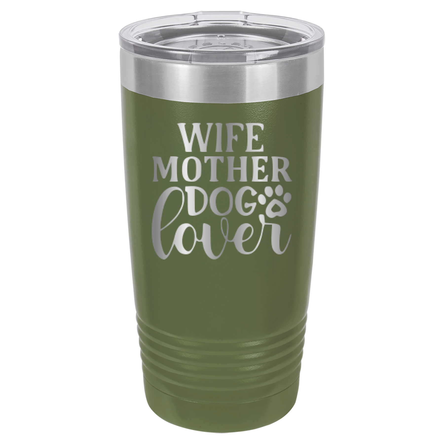 Wife, Mother, Dog Lover - 20oz Polar Camel Tumbler - Olive Green image
