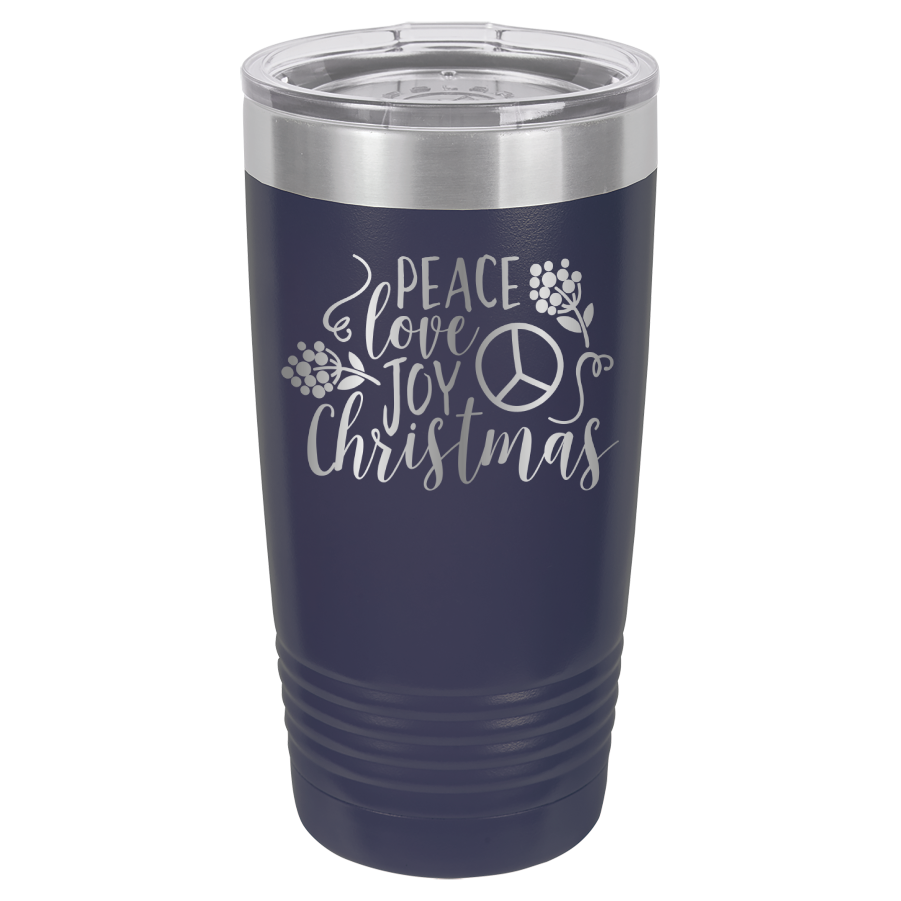 Peace Love Joy - Christmas - 20oz Polar Camel Tumbler - Navy image