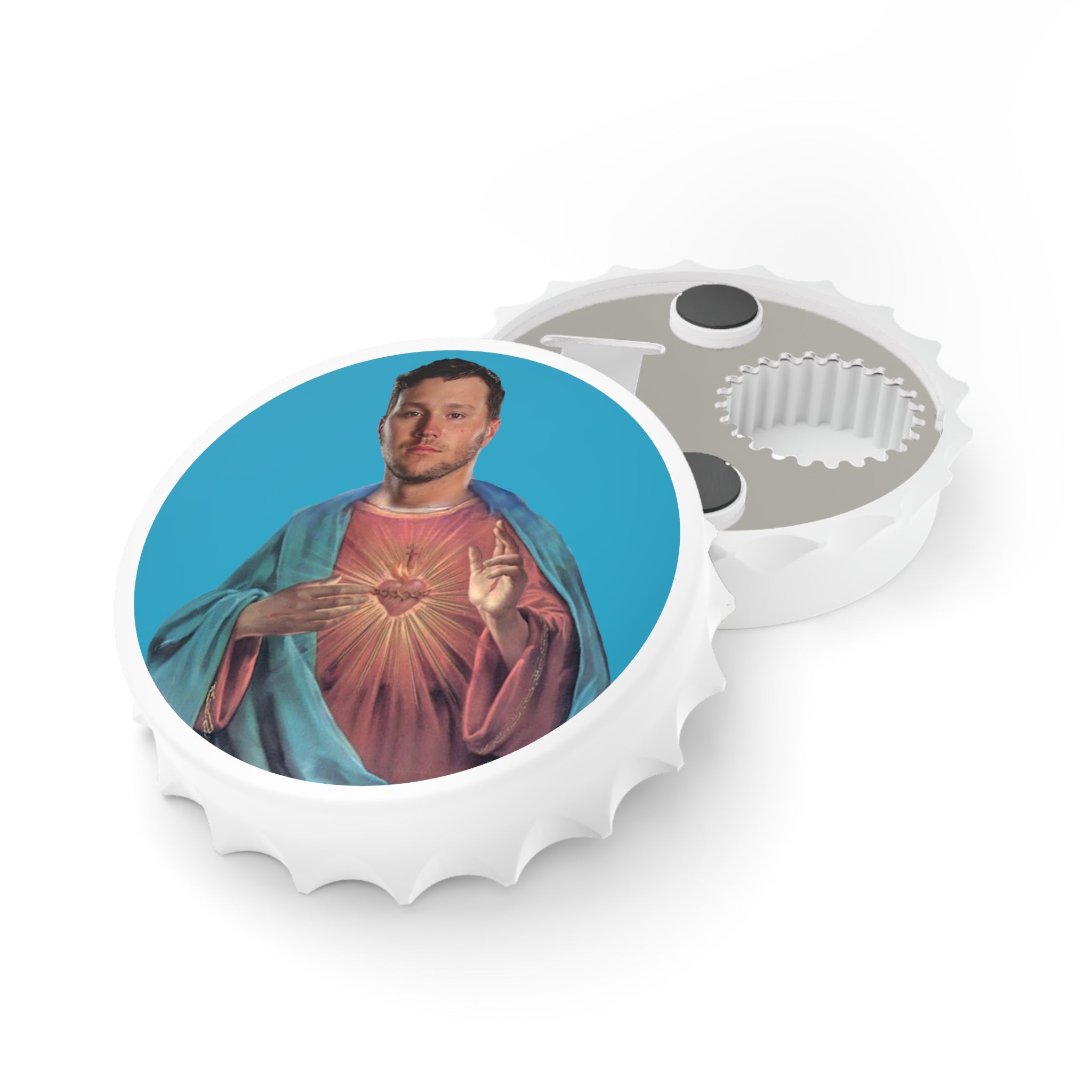 Jesus Josh Allen Bottle Opener, Faithful Football Fan Beer Opener, Religious Gift for Sports Lover, Christian Barware, Bills QB Bar Tool,