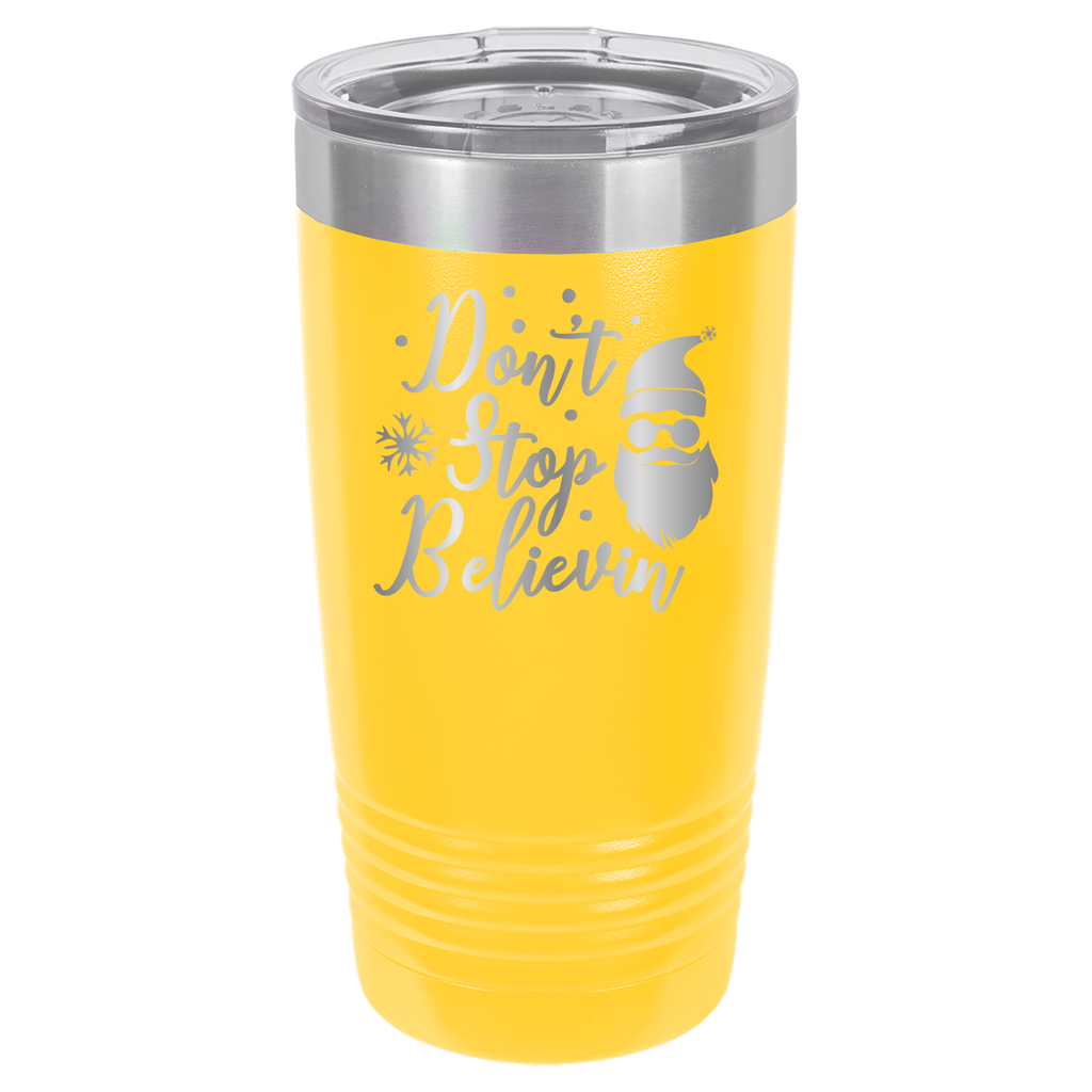 Don't Stop Believin - Santa Claus Christmas - 20oz Polar Camel Tumbler - Yellow image