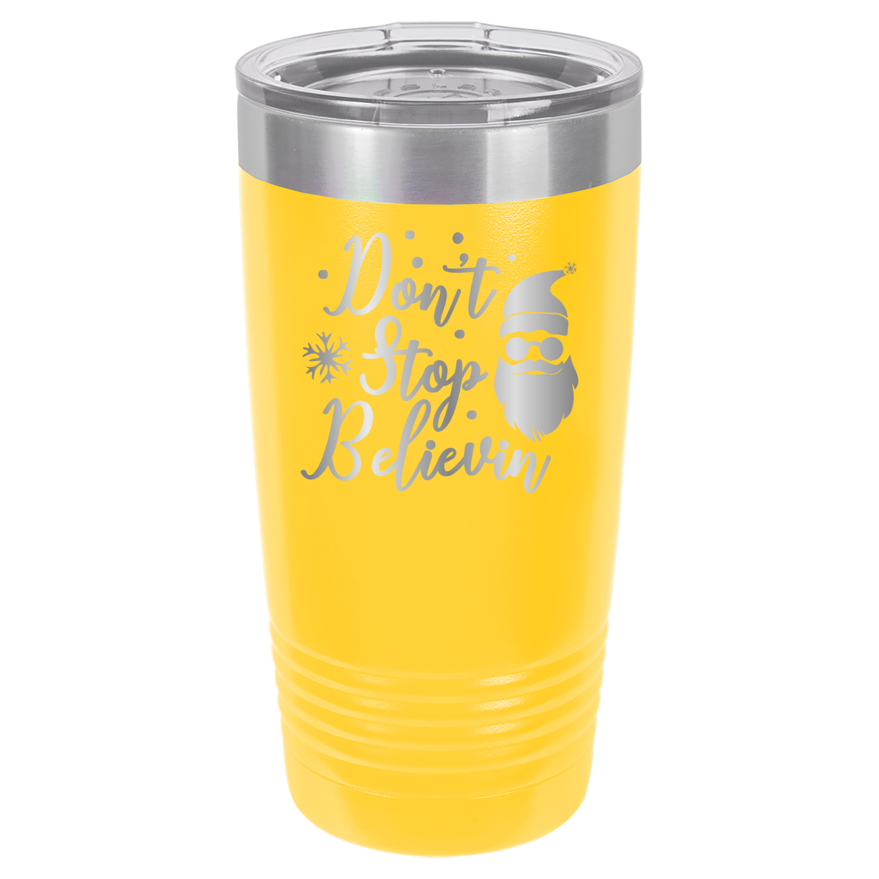 Don't Stop Believin - Santa Claus Christmas - 20oz Polar Camel Tumbler - Yellow image