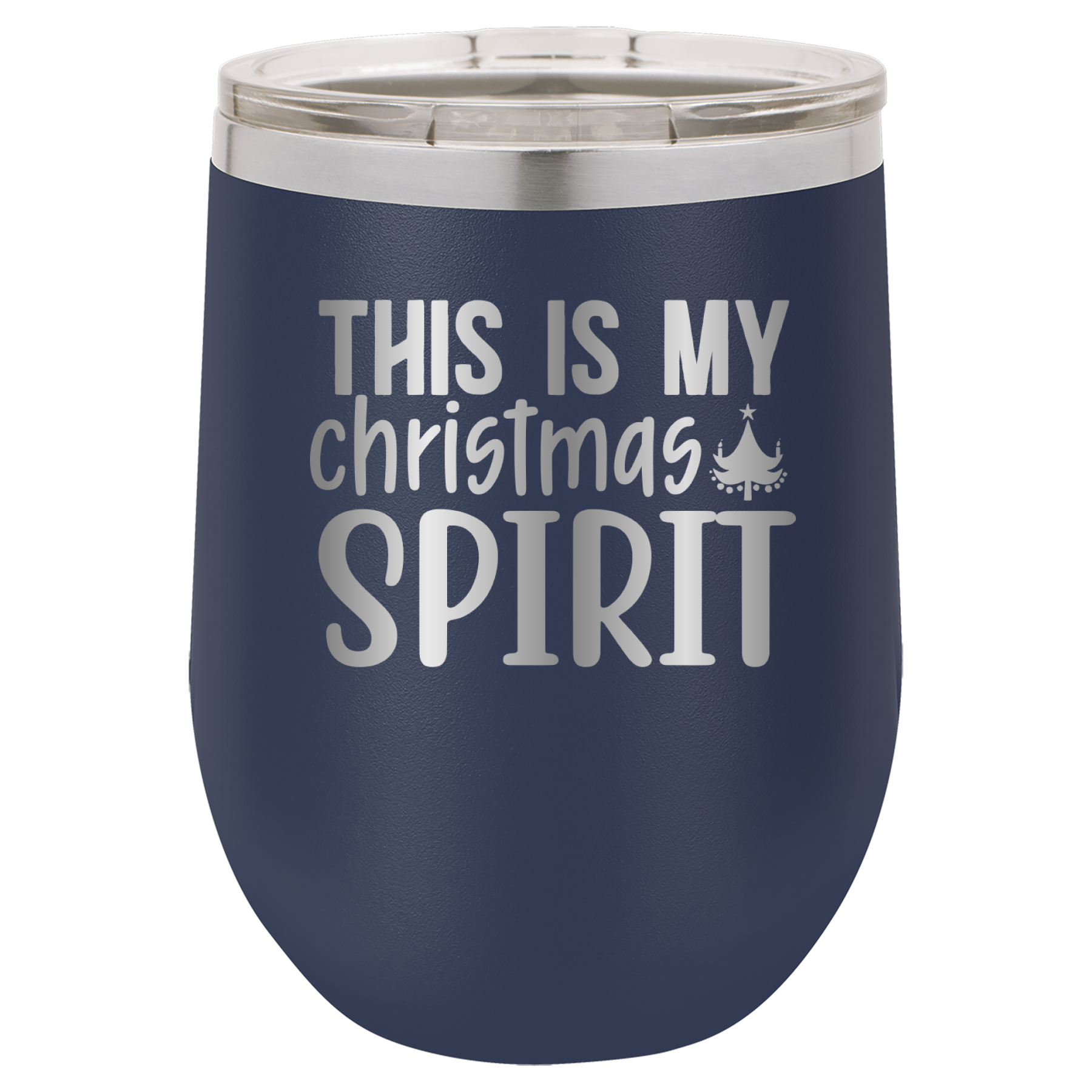 This Is My Christmas Spirit - 12oz Polar Camel Wine Tumbler - Navy image