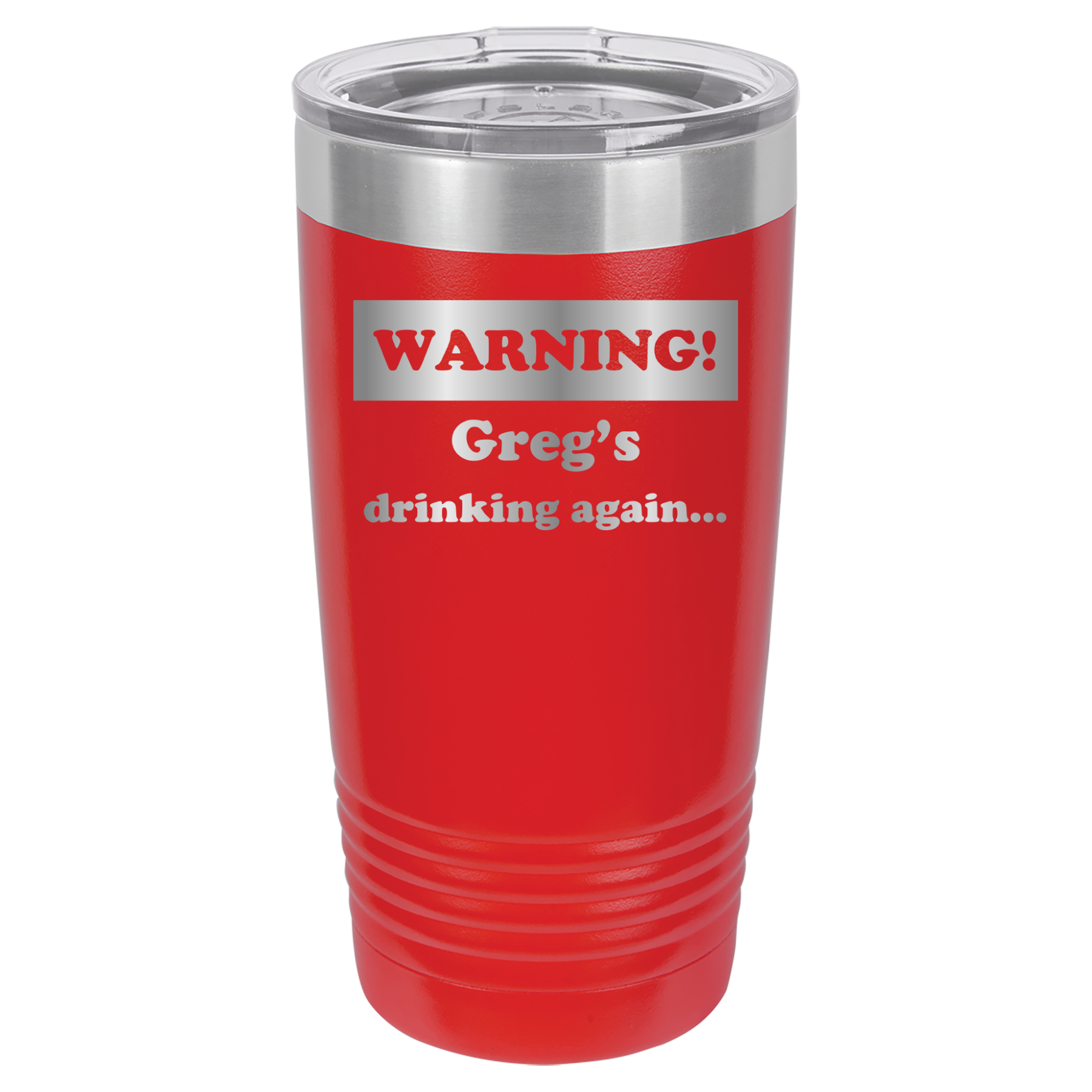 Warning! Drinking Again - 20oz Polar Camel Tumbler - Personalized - Red image