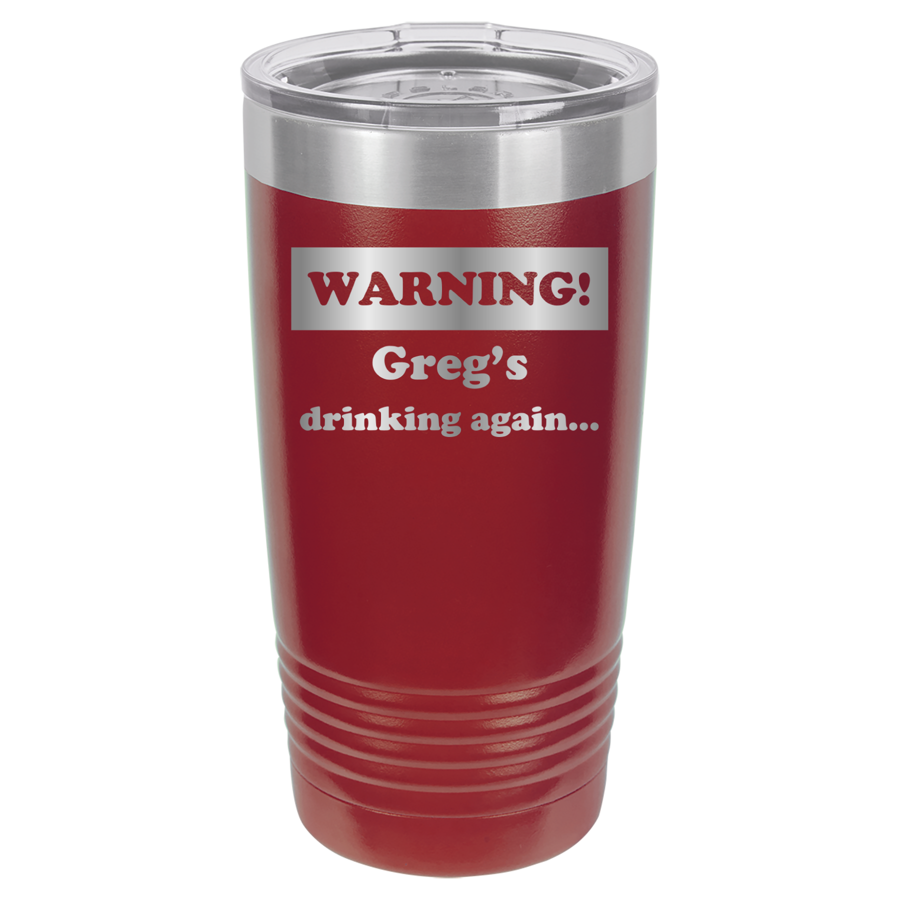 Warning! Drinking Again - 20oz Polar Camel Tumbler - Personalized - Maroon image