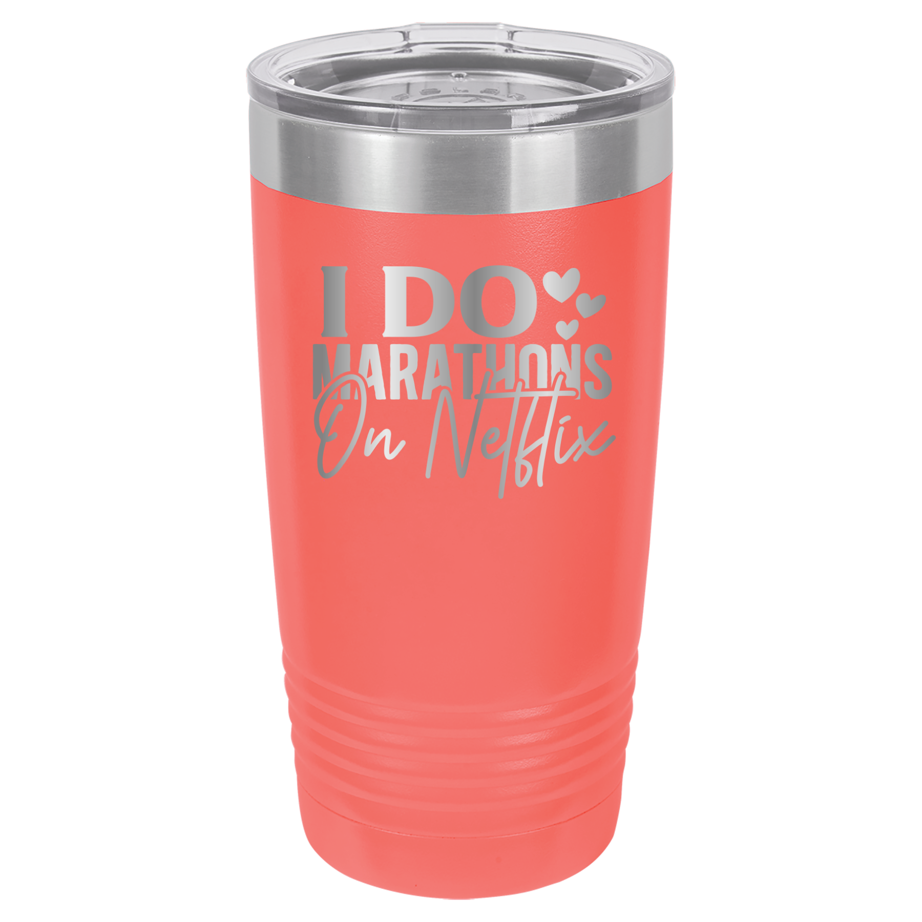 I Do Marathons On Netflix - 20oz Polar Camel Tumbler - Coral image