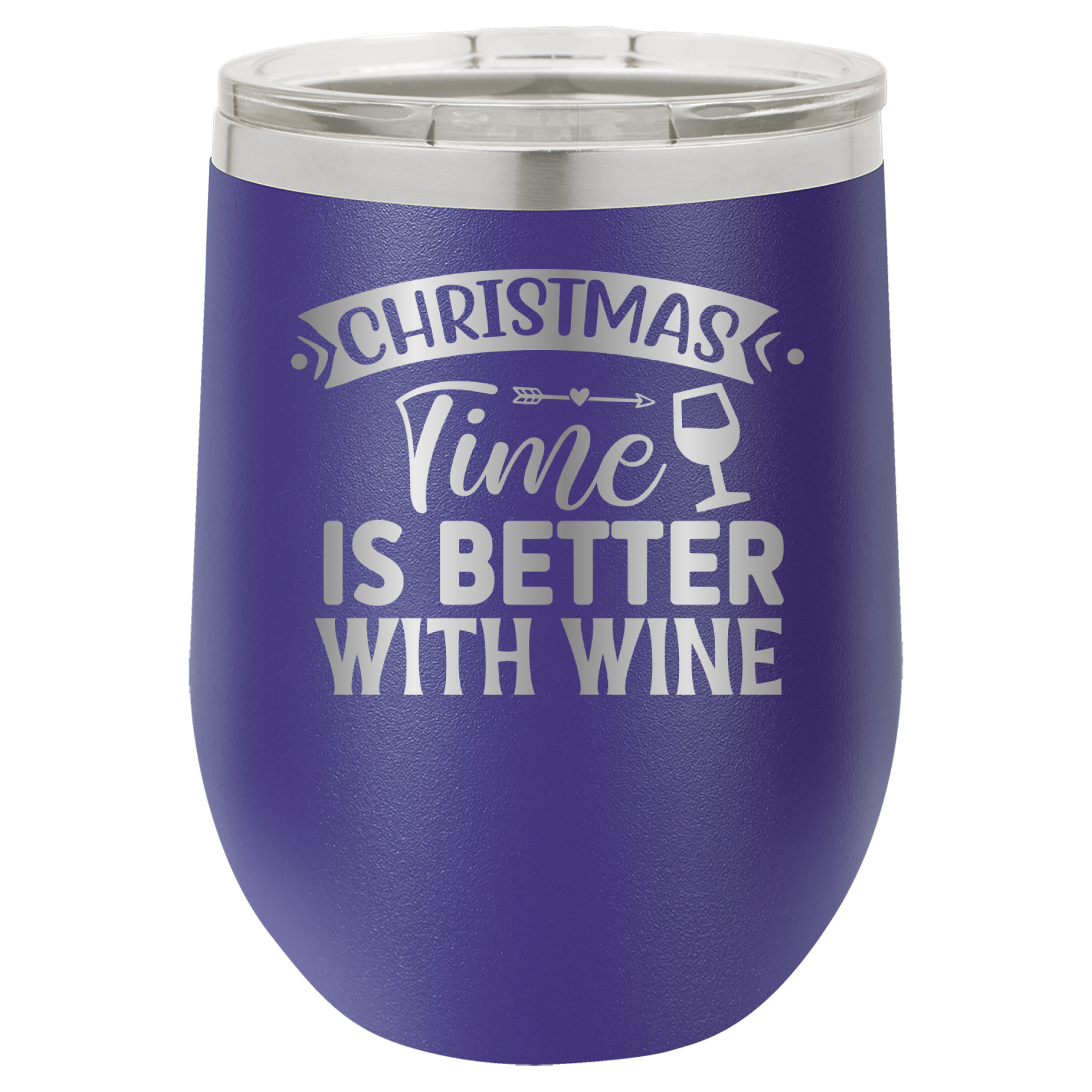 Christmas Time Is Better With Wine - 12oz Polar Camel Wine Tumbler image 0