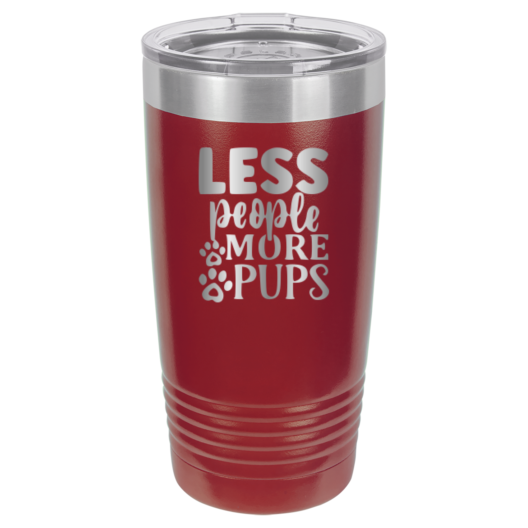 Less People More Pups - 20oz Polar Camel Tumbler - Maroon image