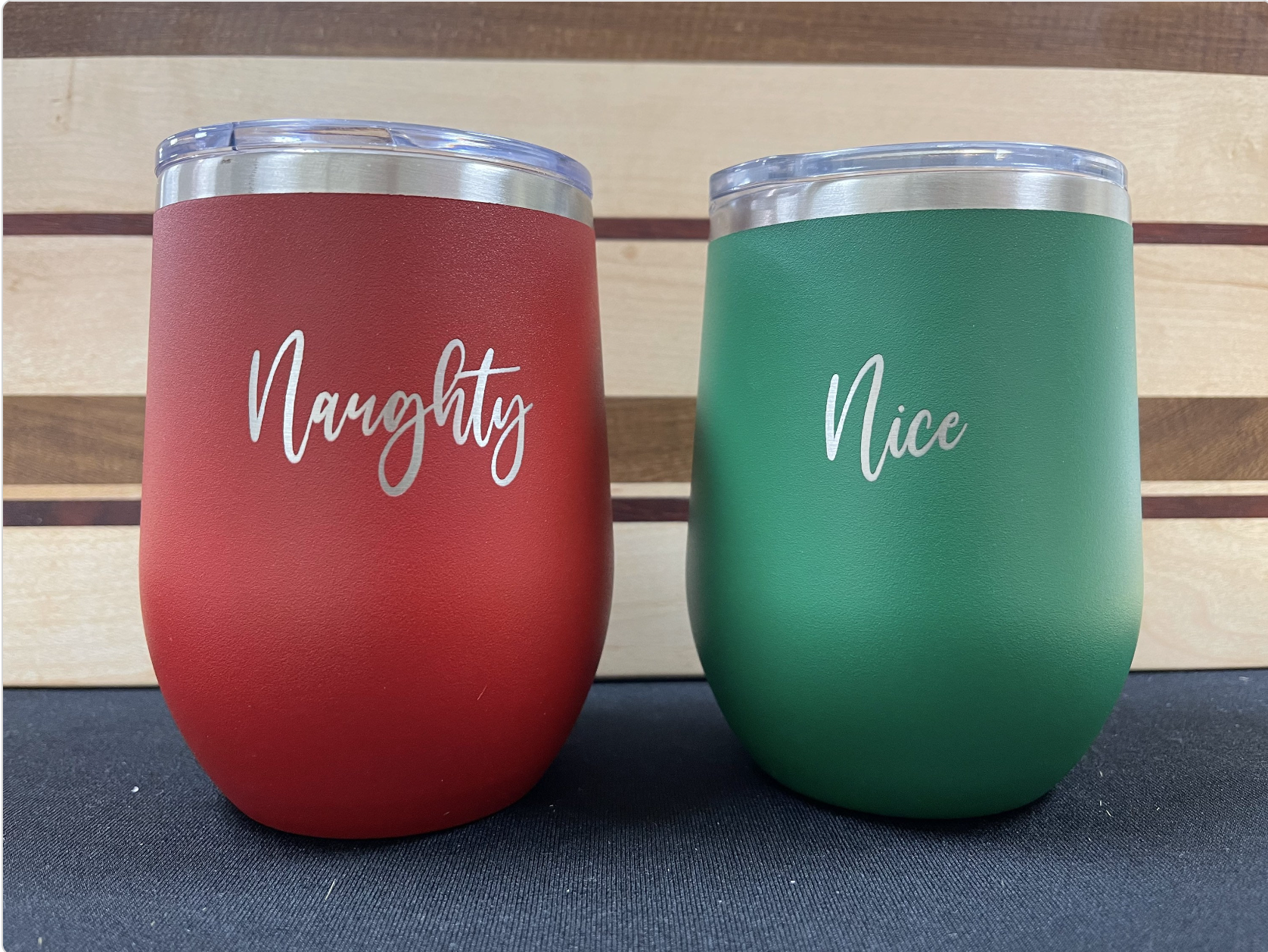 Naughty and Nice Stemless Wine Tumbler Set for Christmas image 0