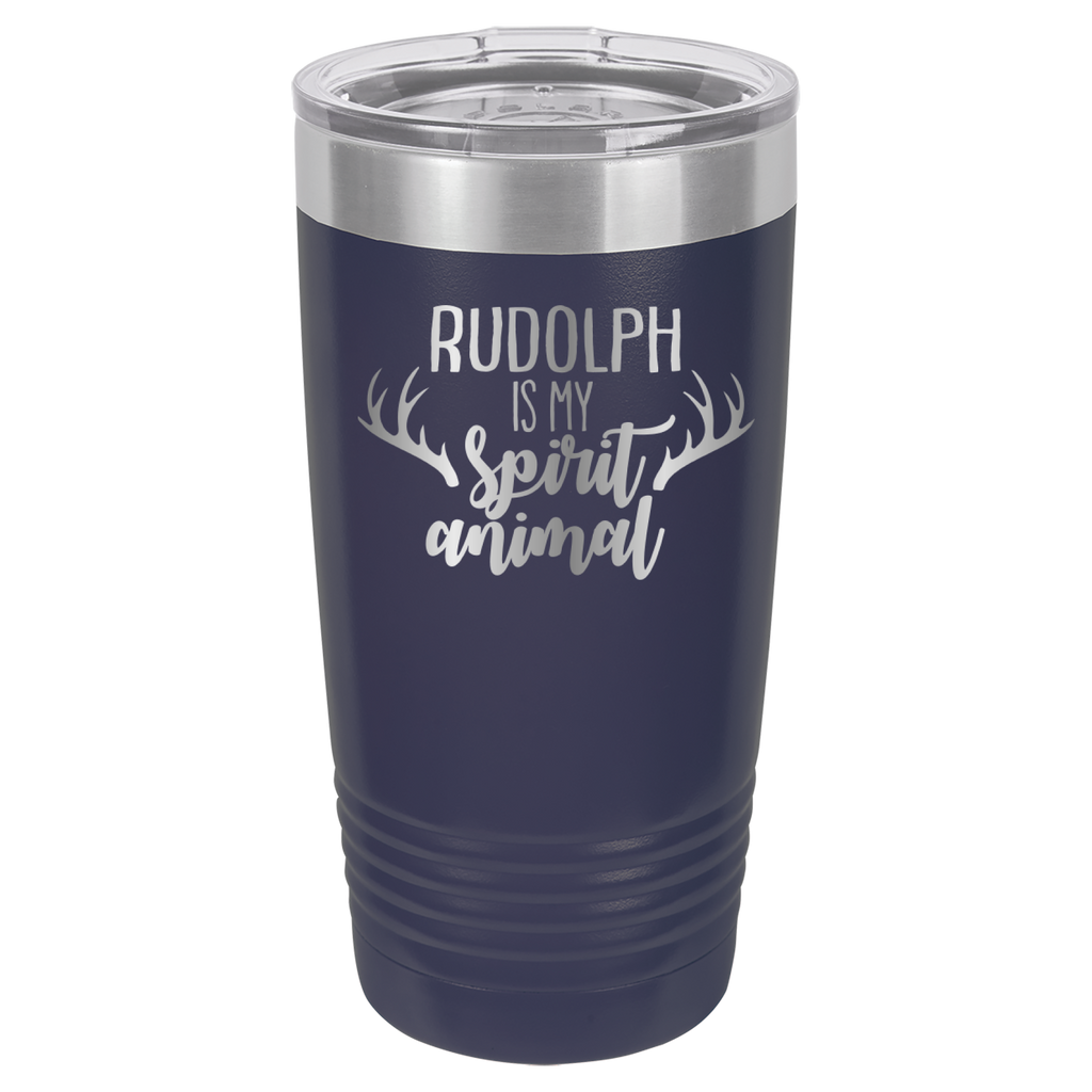 Rudolph Is My Spirit Animal - 20oz Polar Camel Tumbler - Navy image