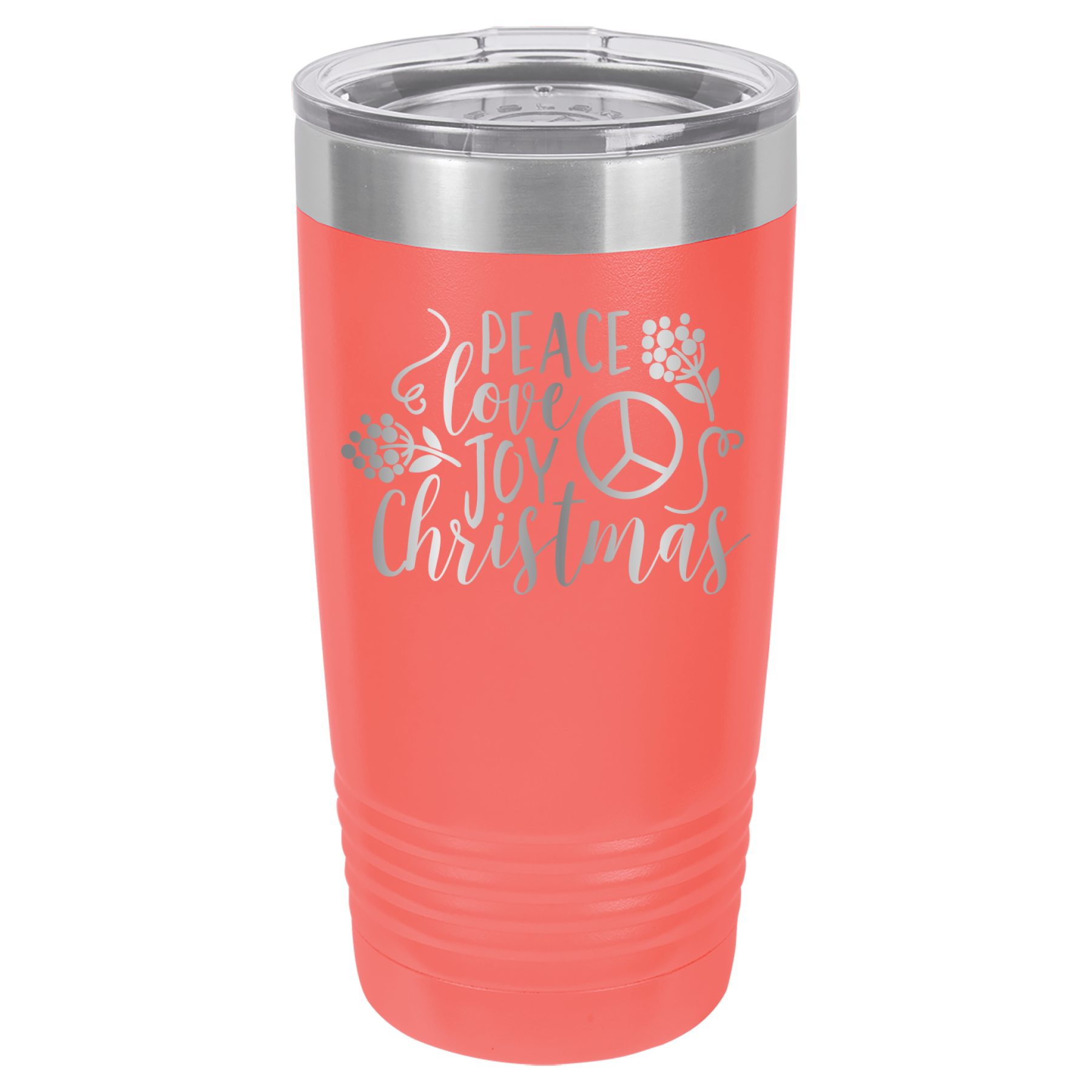 Peace Love Joy - Christmas - 20oz Polar Camel Tumbler - Coral image
