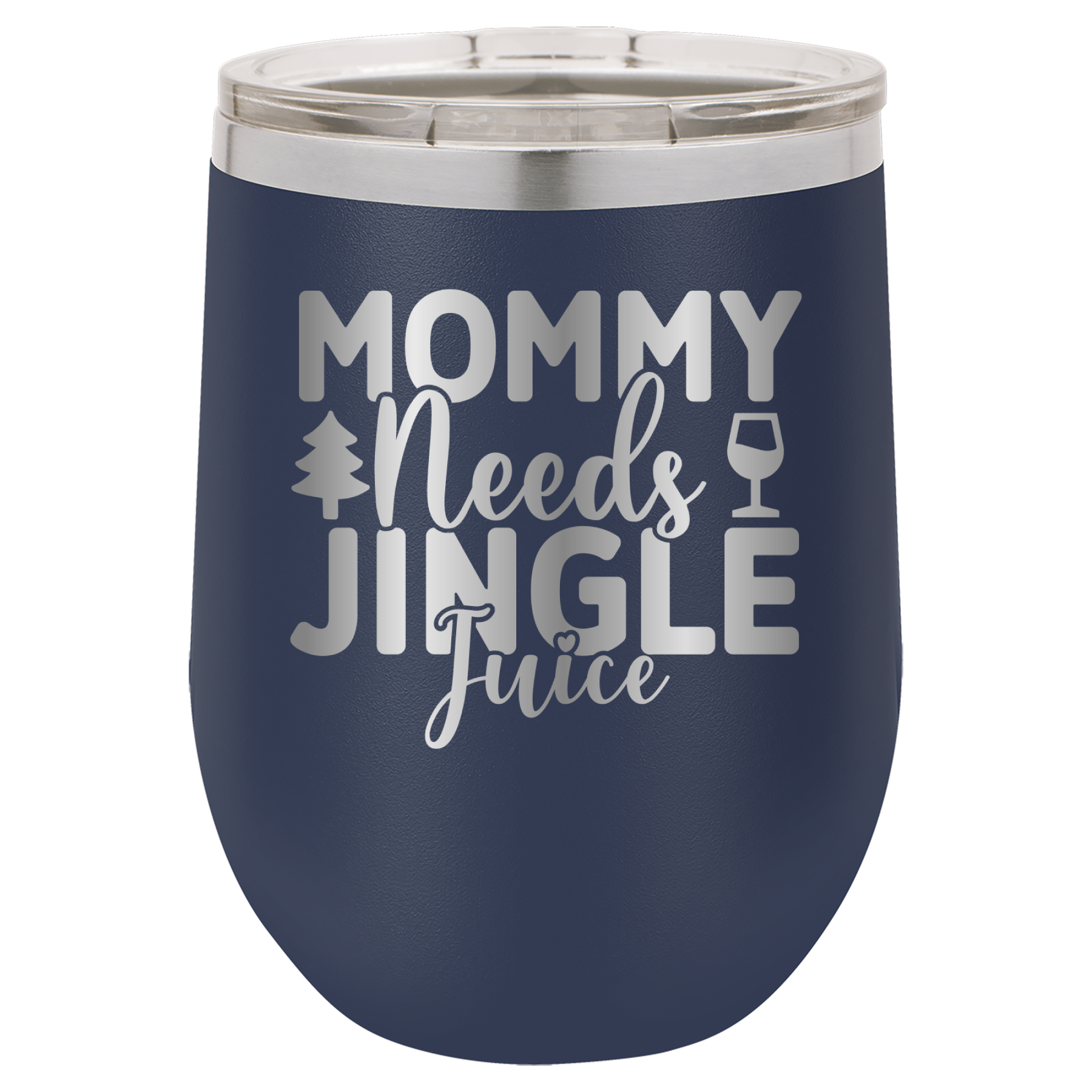 Mommy Needs Jingle Juice - 12oz Polar Camel Wine Tumbler - Navy image