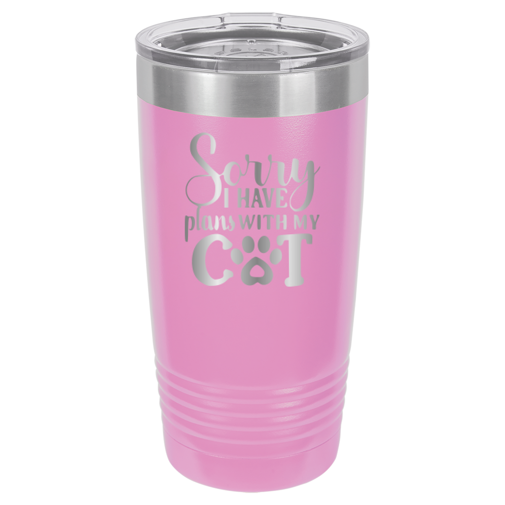 Sorry I Have Plans With My Cat - 20oz Polar Camel Tumbler - Light Purple image