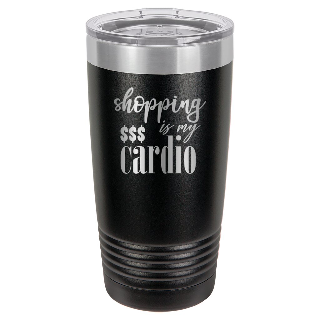 Shopping Is My Cardio - 20oz Polar Camel Tumbler - Black image
