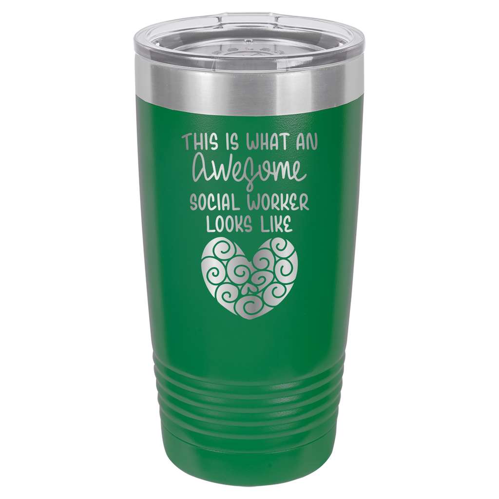 This Is What An Awesome Social Worker Looks Like - 20oz Polar Camel Tumbler - Green image