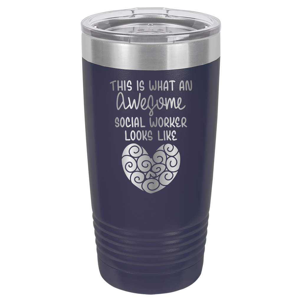This Is What An Awesome Social Worker Looks Like - 20oz Polar Camel Tumbler - Navy image