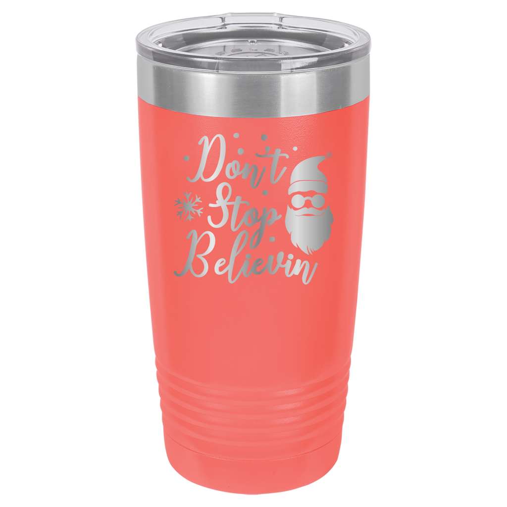 Don't Stop Believin - Santa Claus Christmas - 20oz Polar Camel Tumbler - Coral image