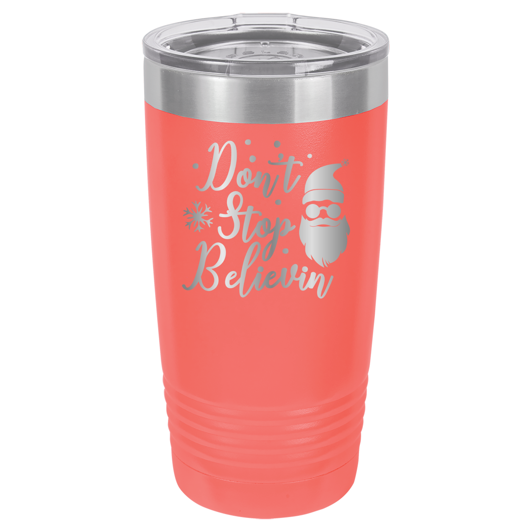 Don't Stop Believin - Santa Claus Christmas - 20oz Polar Camel Tumbler - Coral image