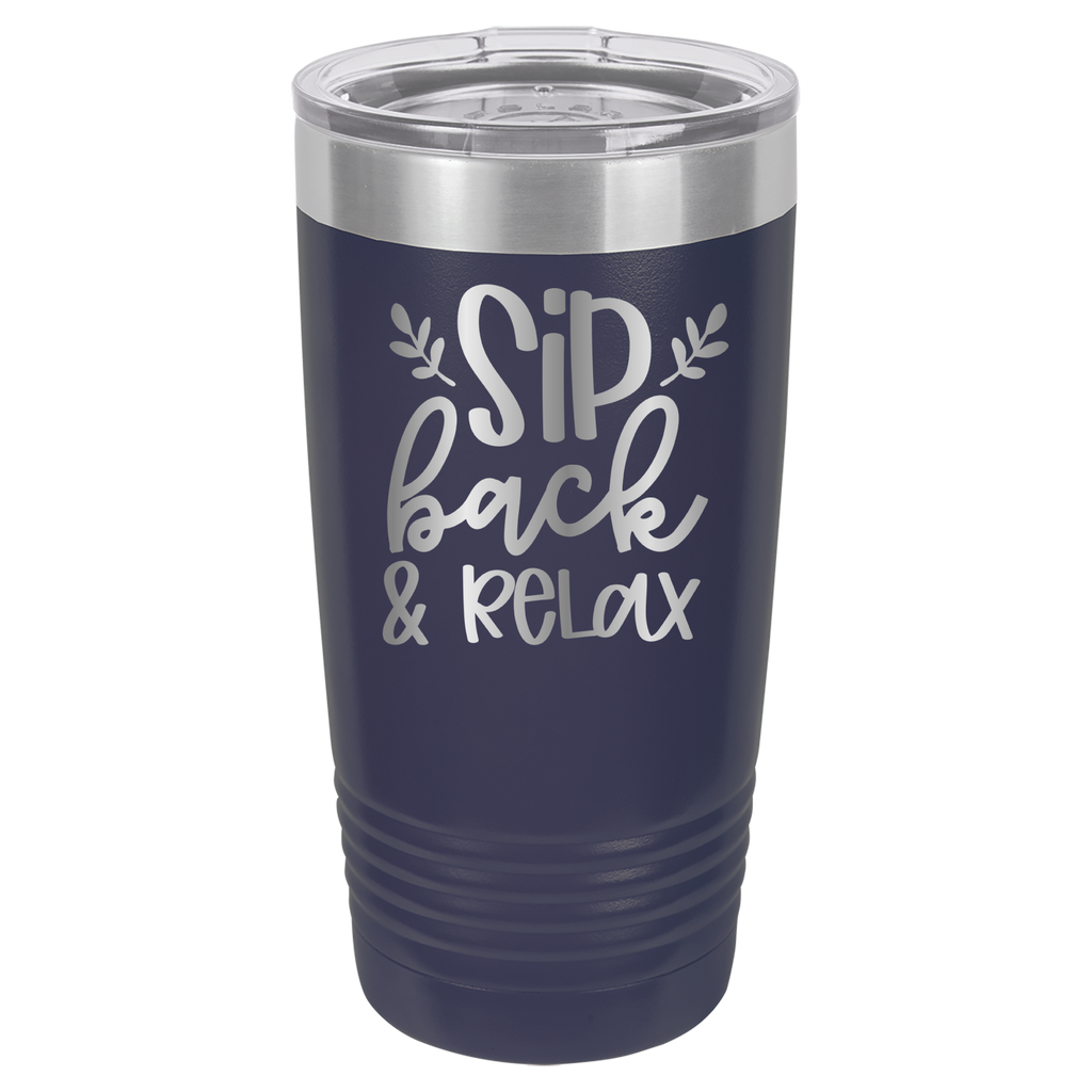 Sip Back & Relax - 20oz Polar Camel Tumbler - Navy image