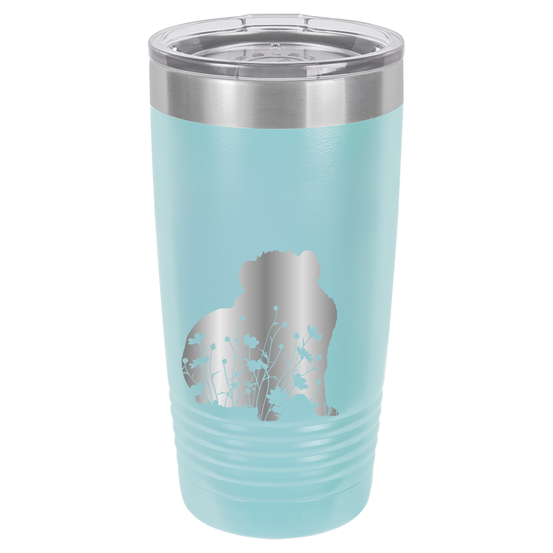 Floral Guinea Pig Design - 20oz Polar Camel Tumbler - Light Blue image