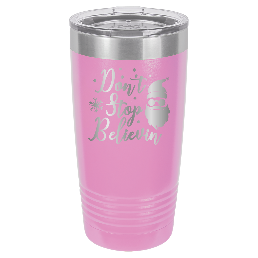 Don't Stop Believin - Santa Claus Christmas - 20oz Polar Camel Tumbler - Light Purple image