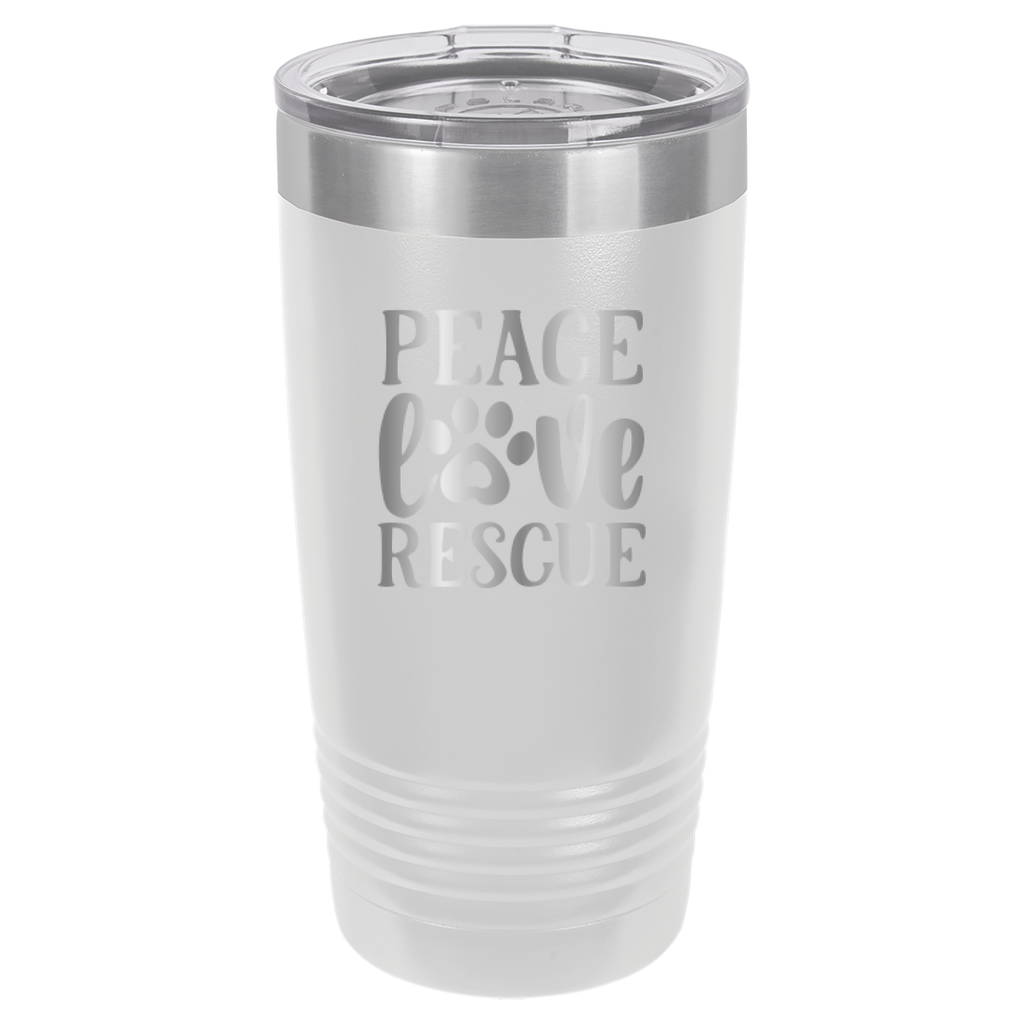 Peace, Love, Rescue - 20oz Polar Camel Tumbler - White image