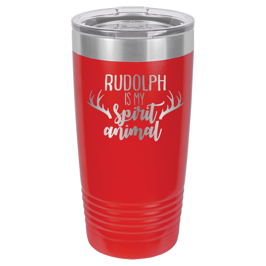 Rudolph Is My Spirit Animal - 20oz Polar Camel Tumbler - Red image