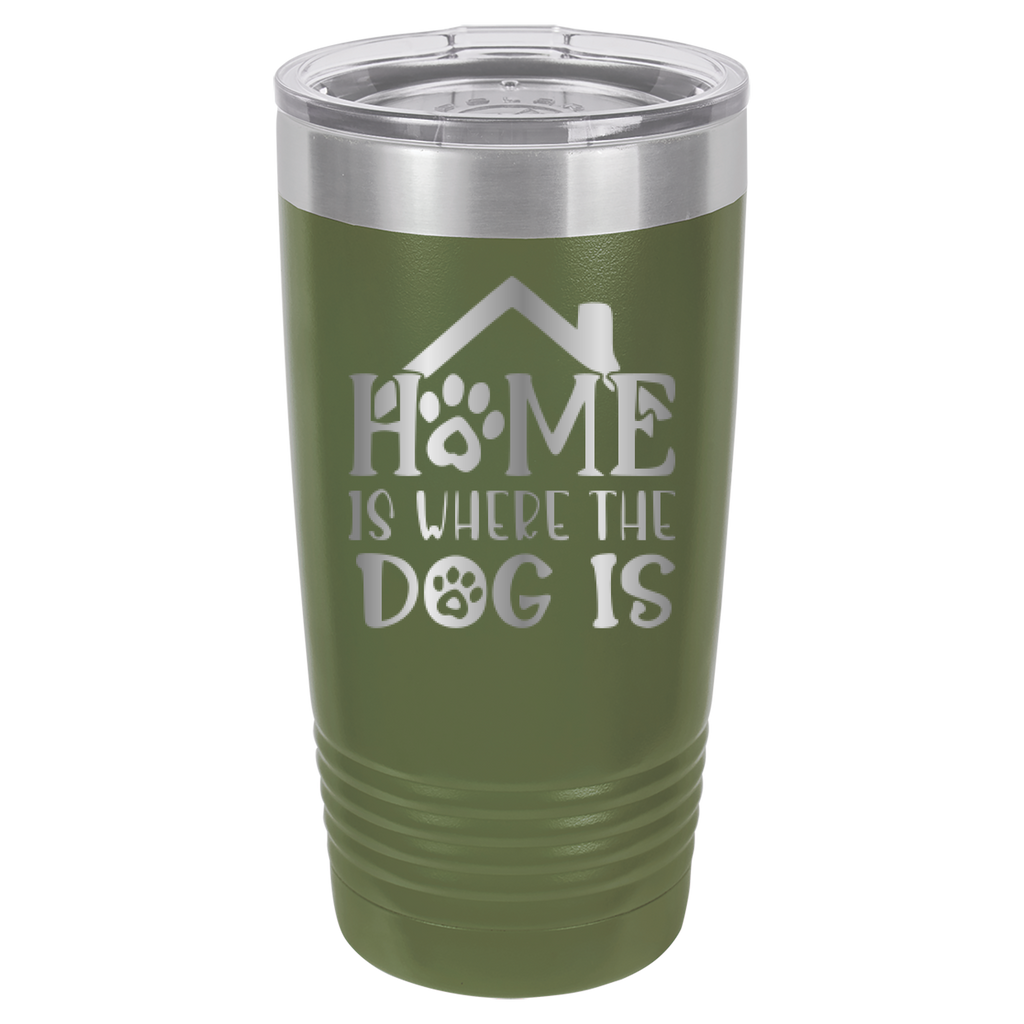 Home Is Where The Dog Is - 20oz Polar Camel Tumbler - Olive Green image