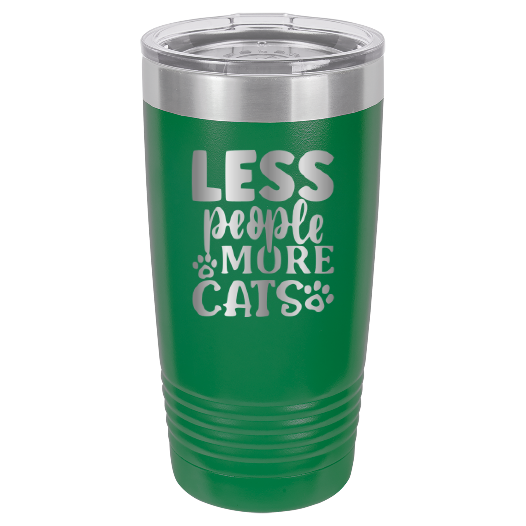 Less People More Cats - 20oz Polar Camel Tumbler - Green image