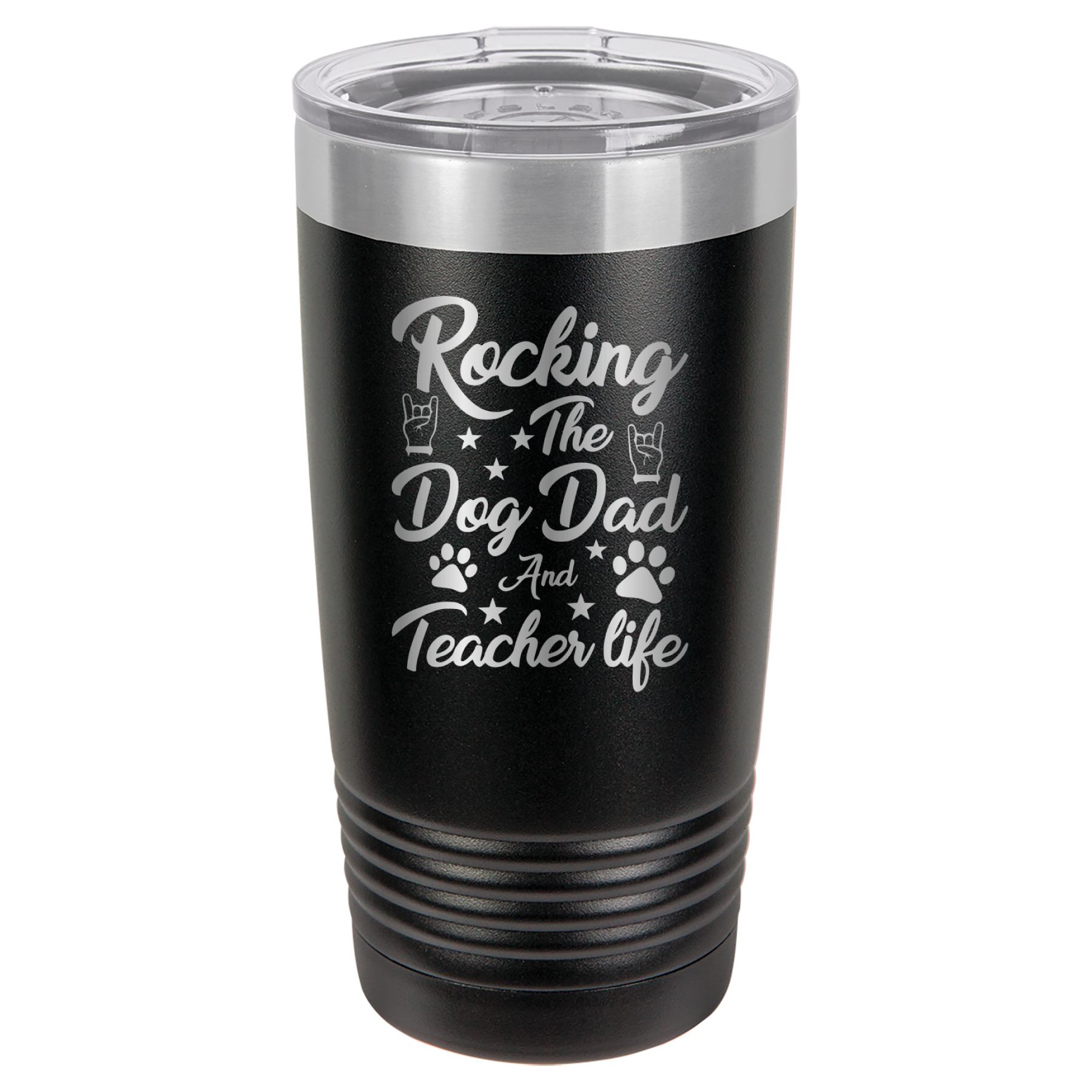 Rocking The Dog Dad And Teacher Life - 20oz Polar Camel Tumbler - Black image