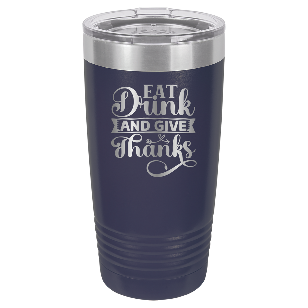 Eat, Drink, Give Thanks - 20oz Polar Camel Tumbler - Navy image