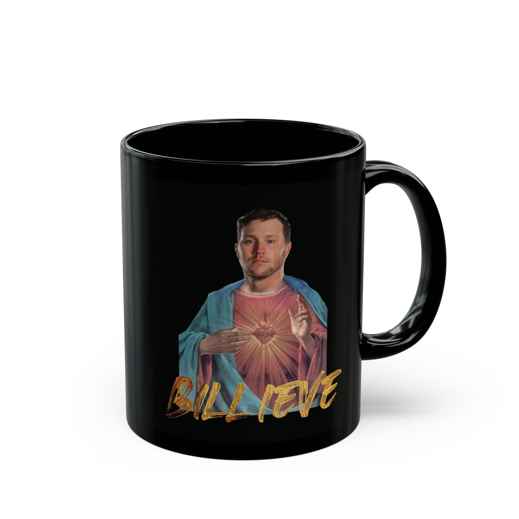 Funny Josh Allen as Jesus Black Mug (11oz) - Humorous Coffee Cup Gift, NFL Football Fan Decor, Buffalo Bills Quarterback Novelty