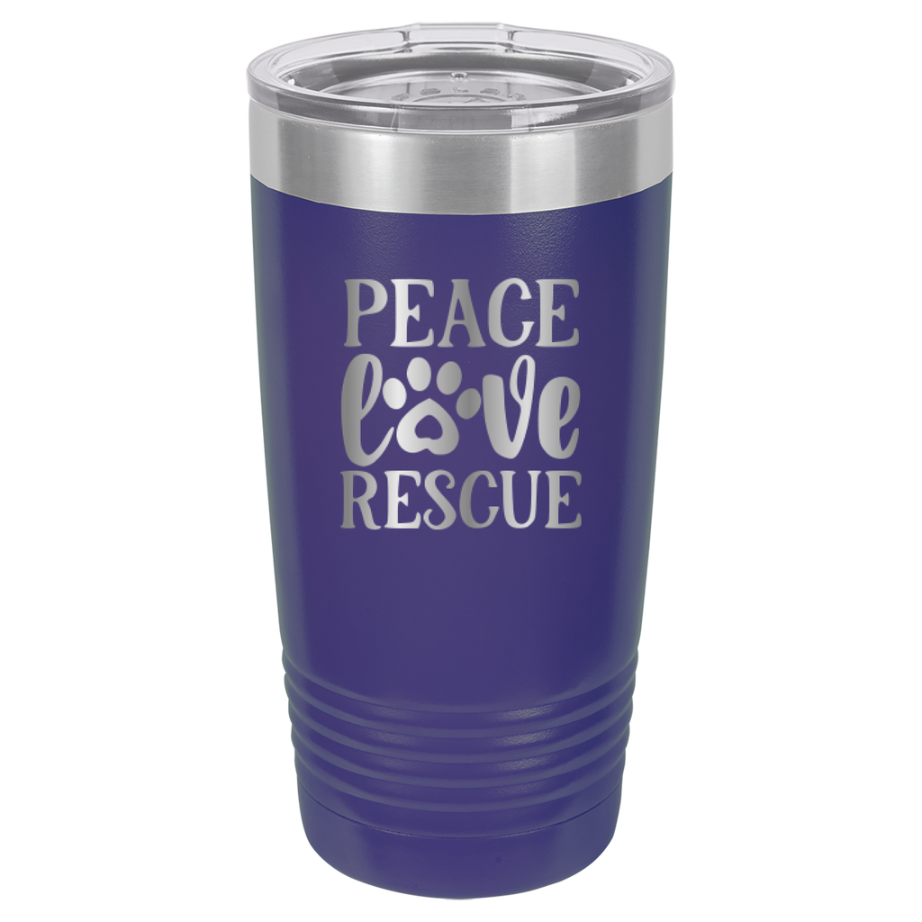 Peace, Love, Rescue - 20oz Polar Camel Tumbler - Purple image