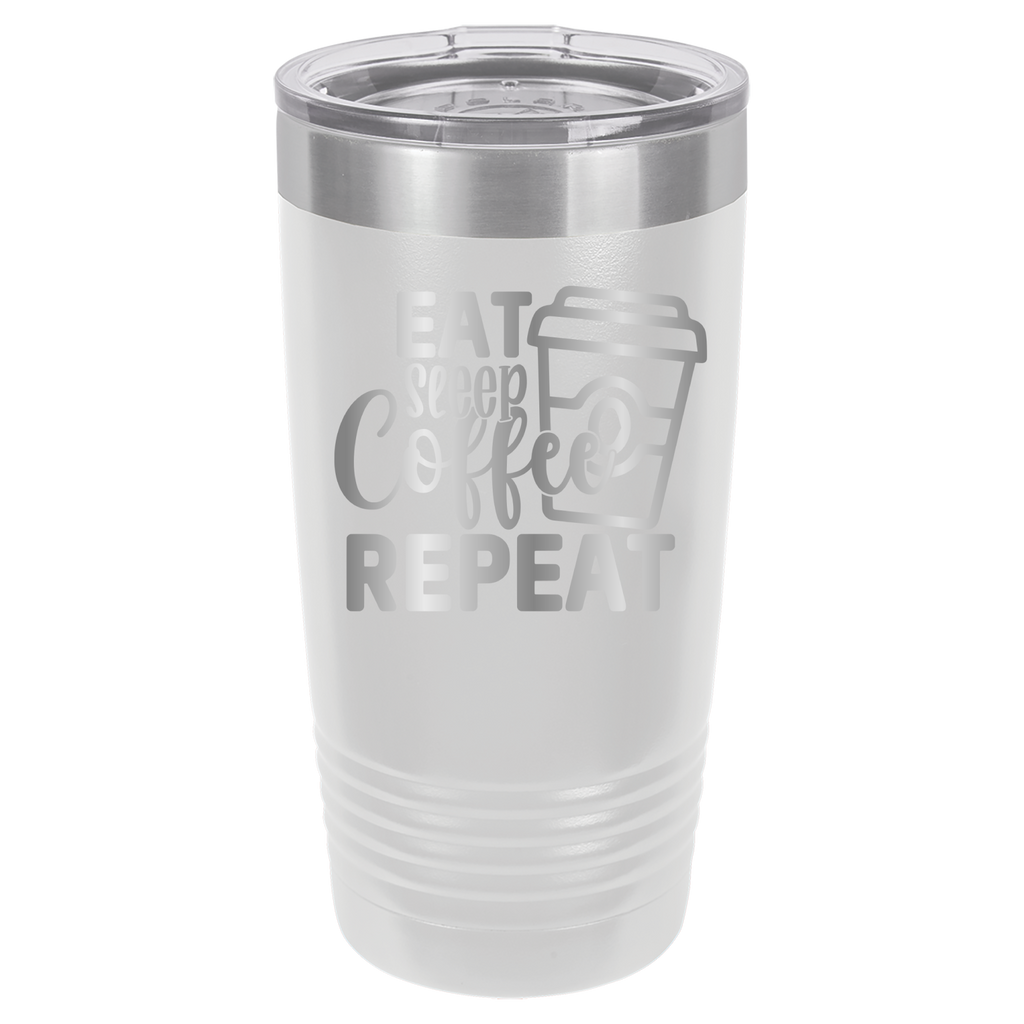 Eat, Sleep, Coffee, Repeat - 20oz Polar Camel Tumbler - For Coffee Lovers! - White image