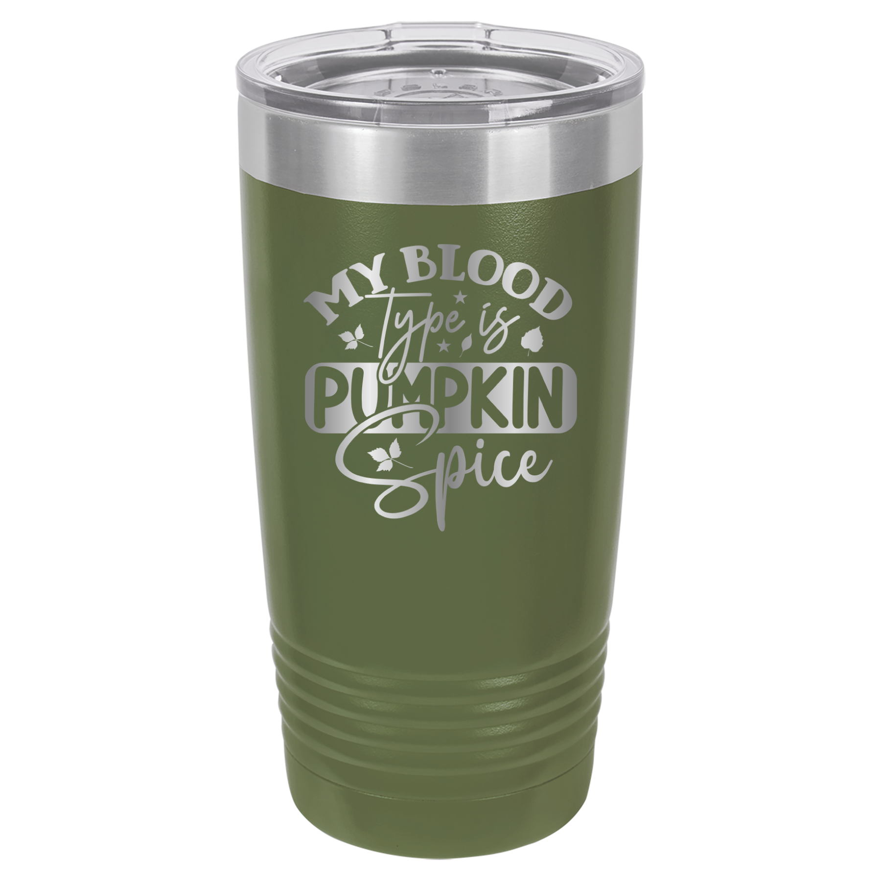 My Blood Type Is Pumpkin Spice - 20oz Polar Camel Tumbler - Olive Green image