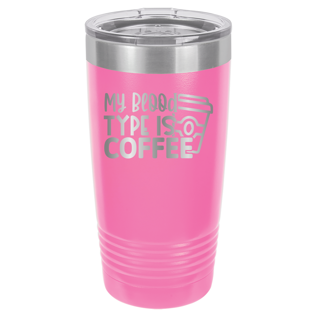 My Blood Type Is Coffee - 20oz Polar Camel Tumbler - Pink image