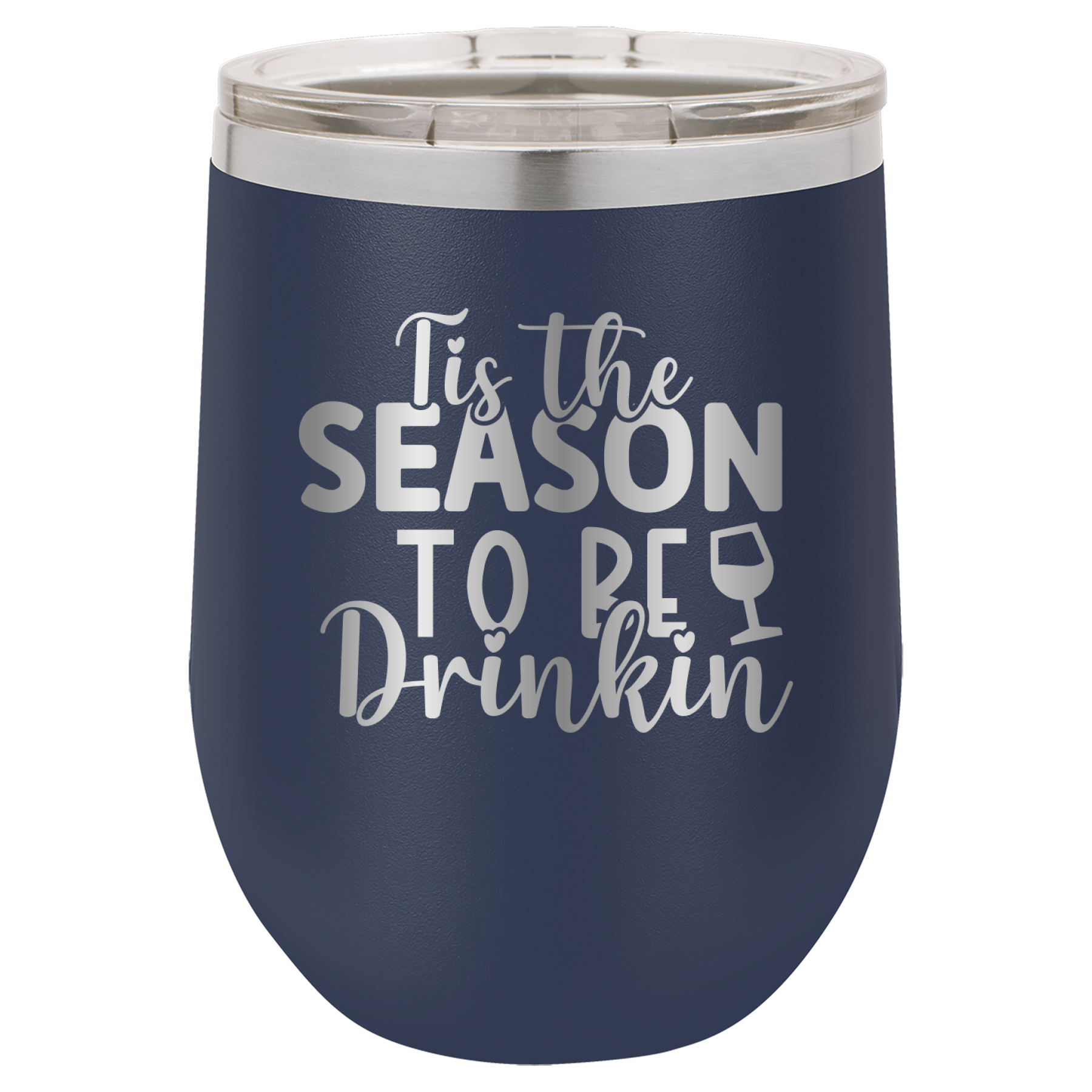 Tis The Season To Be Drinkin' - 12oz Polar Camel Wine Tumbler - Navy image